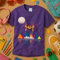 Cool Geometric SciFi Wilderness Kids T-Shirt thumb 3