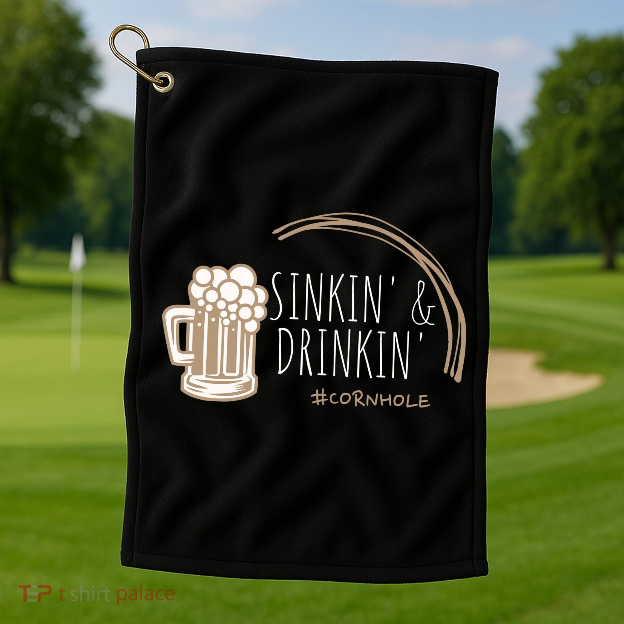 Cornhole Gift Sinkin & Drinkin Golf Towel