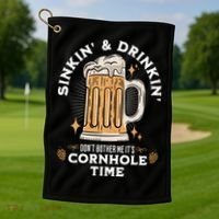 Cornhole Gift Sinkin & Drinkin Golf Towel thumb 1