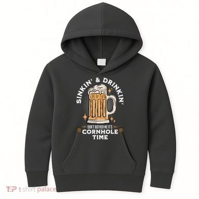 Cornhole Gift Sinkin & Drinkin Kids Hoodie