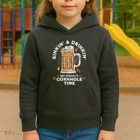 Cornhole Gift Sinkin & Drinkin Kids Hoodie thumb 3