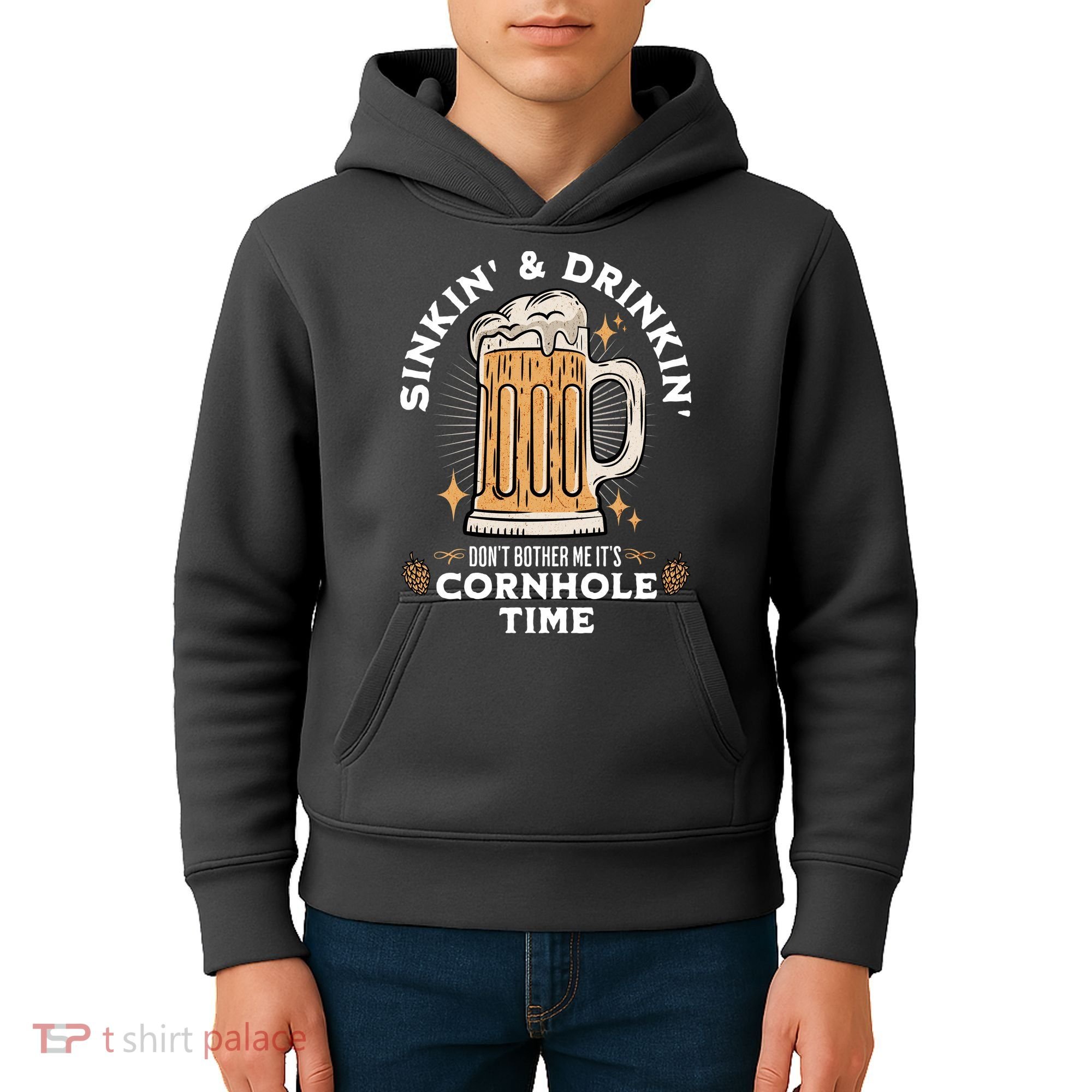 Cornhole Gift Sinkin & Drinkin Kids Hoodie