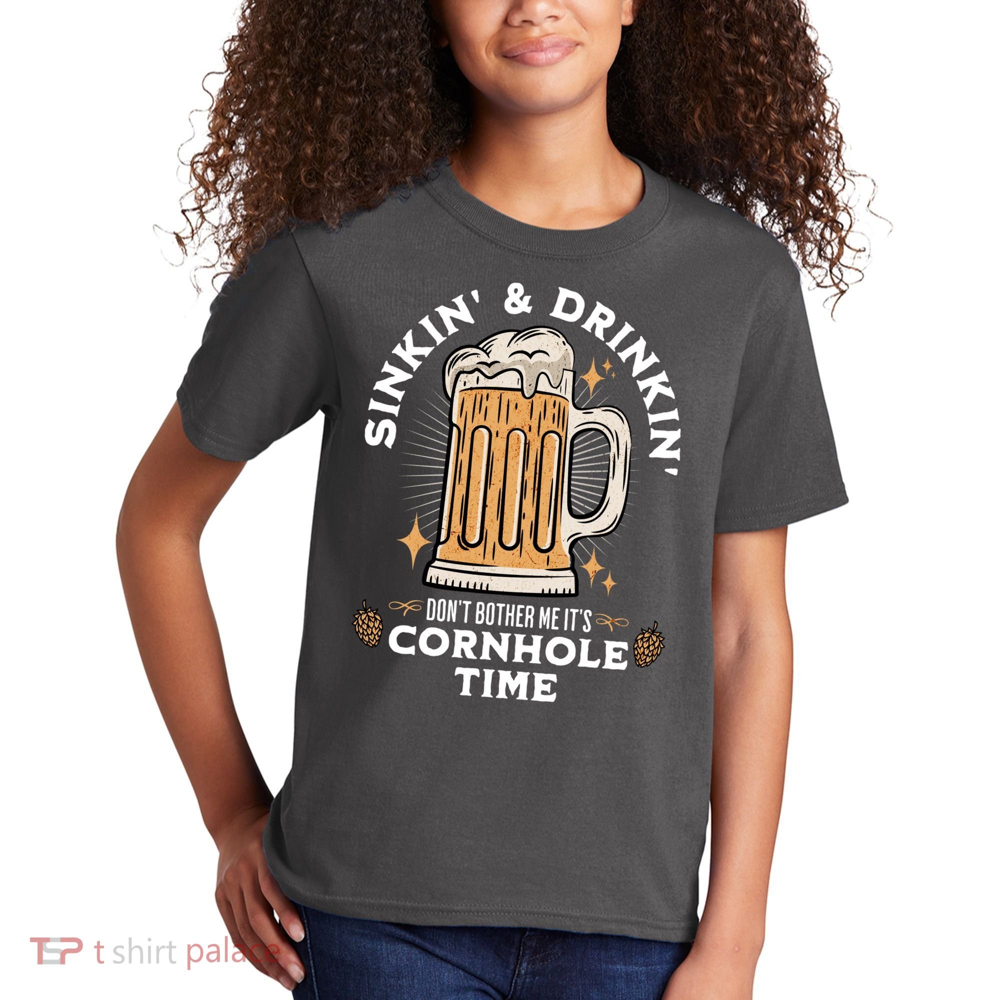 Cornhole Gift Sinkin & Drinkin Kids T-Shirt