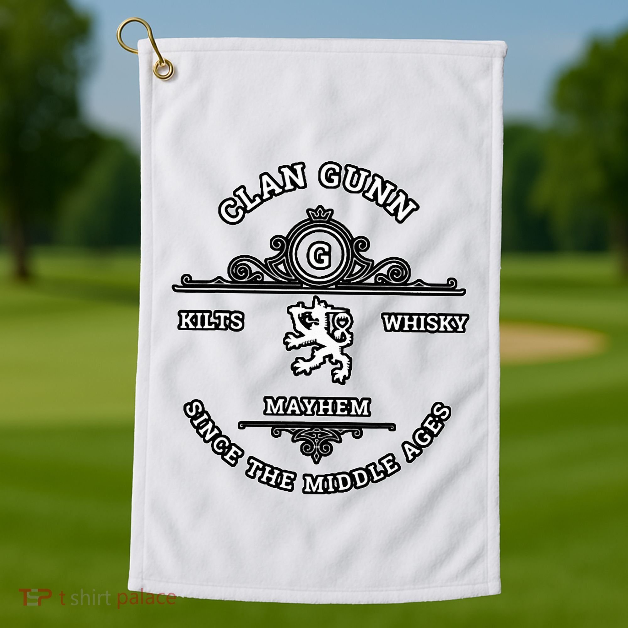 Clan Gunn Scottish Kilt Highland Games Golf Towel