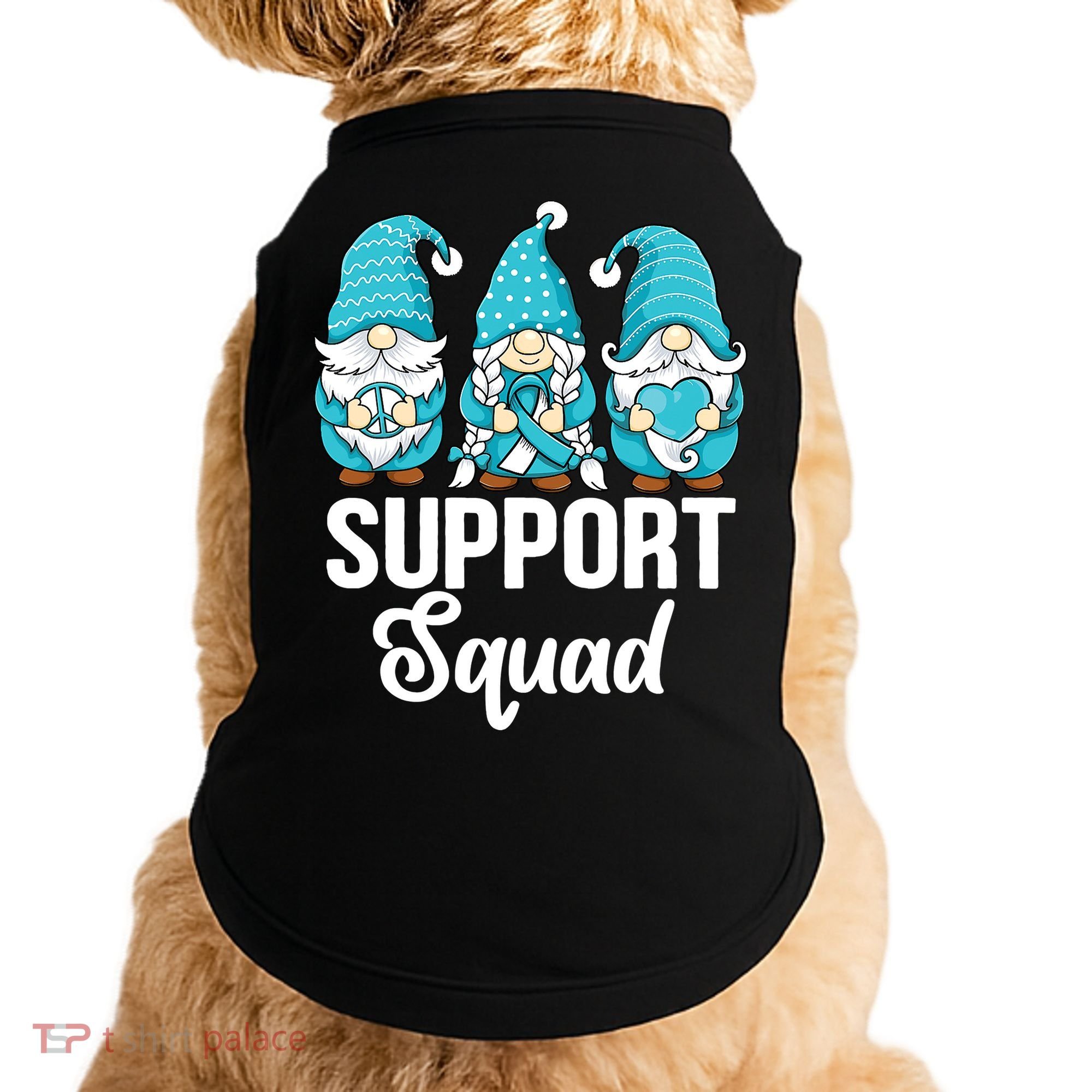 Cute Gnomes Support Squad Survivor Cervical Cancer Awareness Doggie Tank