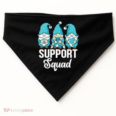 Cute Gnomes Support Squad Survivor Cervical Cancer Awareness USA-Made Doggie Bandana