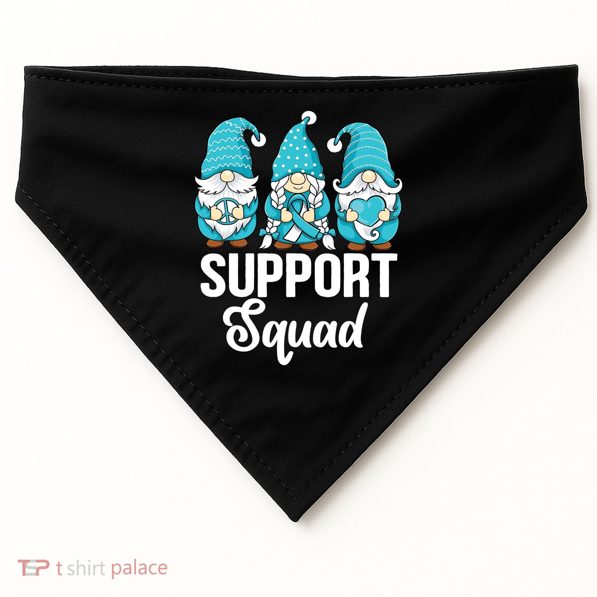 Cute Gnomes Support Squad Survivor Cervical Cancer Awareness USA-Made Doggie Bandana