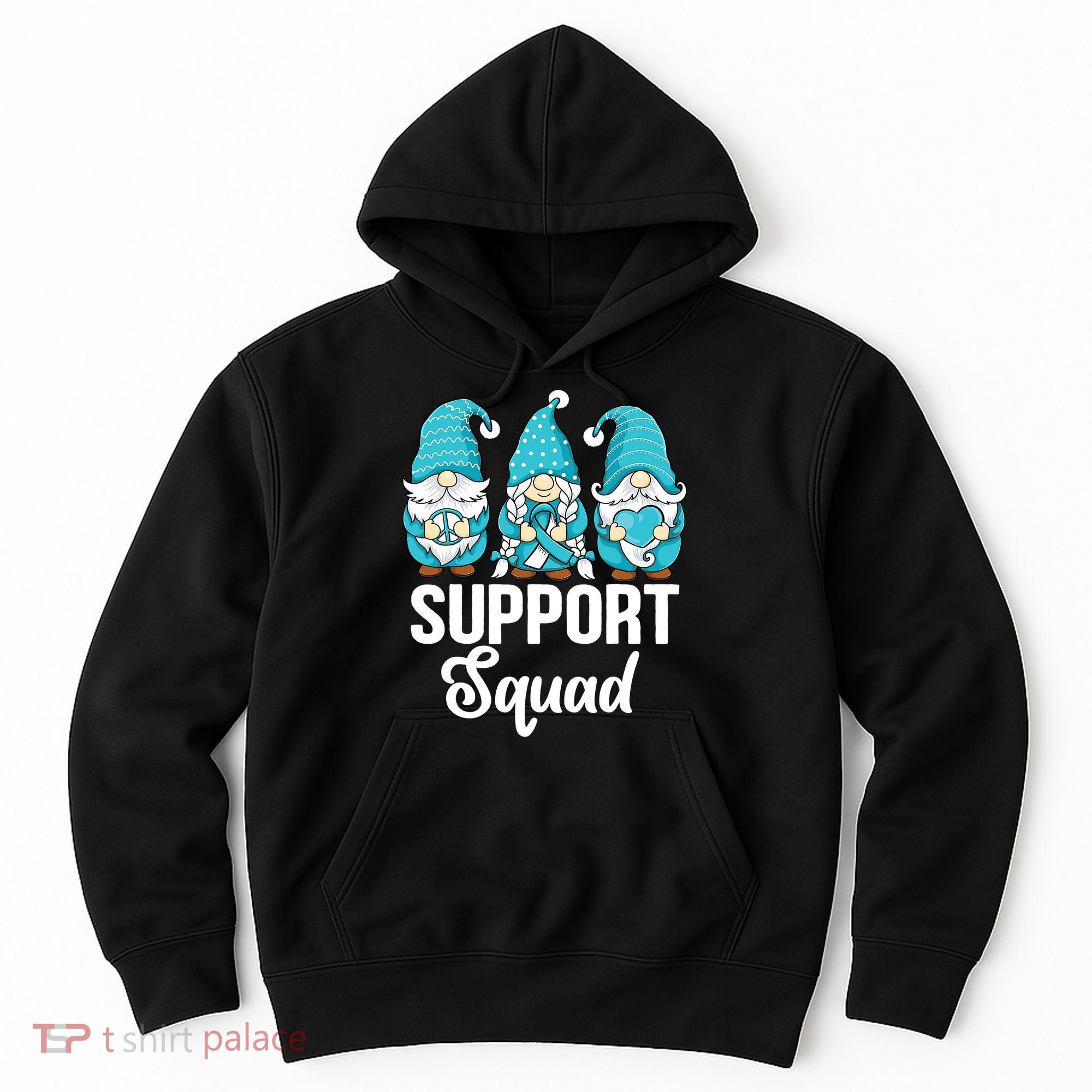 Cute Gnomes Support Squad Survivor Cervical Cancer Awareness Hoodie