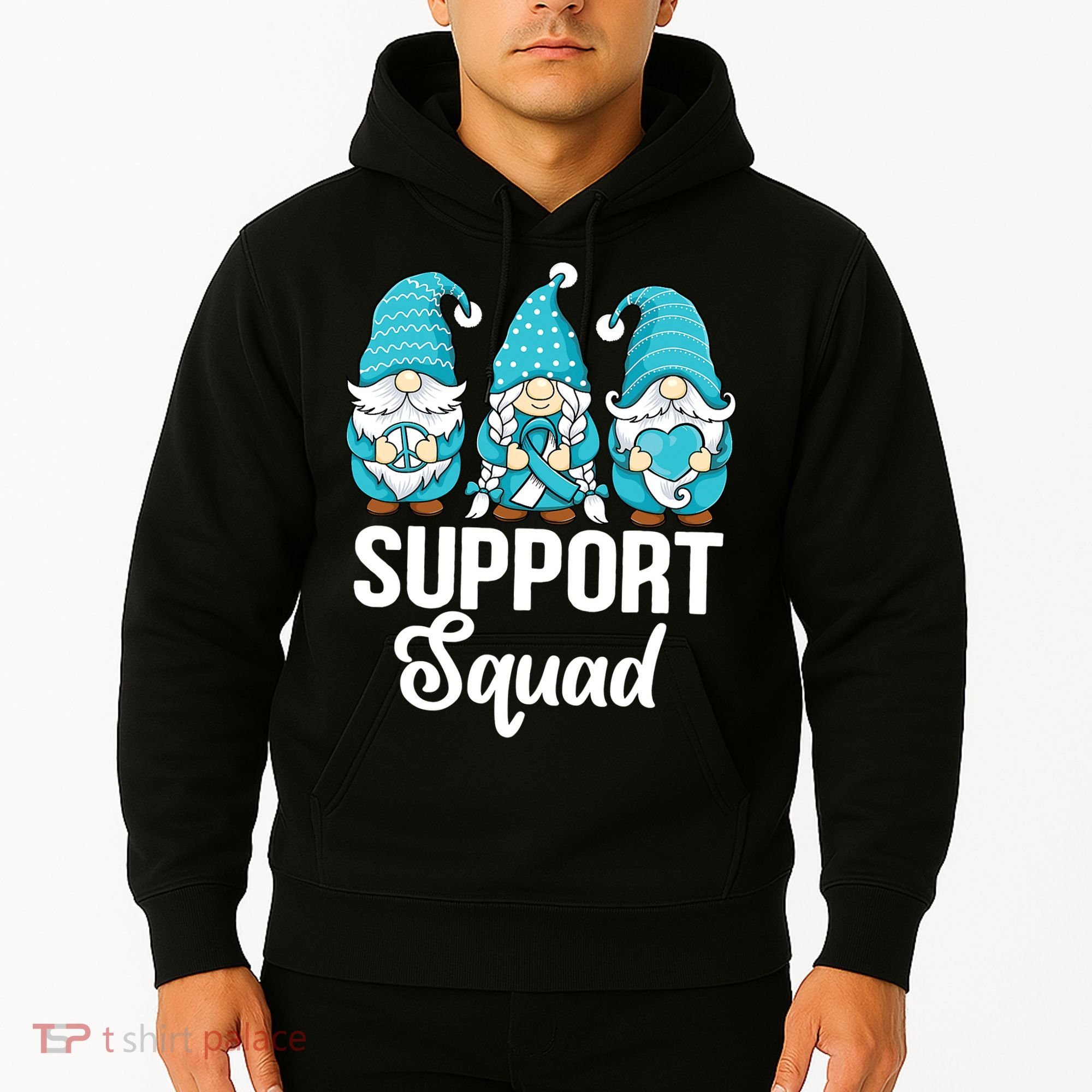 Cute Gnomes Support Squad Survivor Cervical Cancer Awareness Hoodie