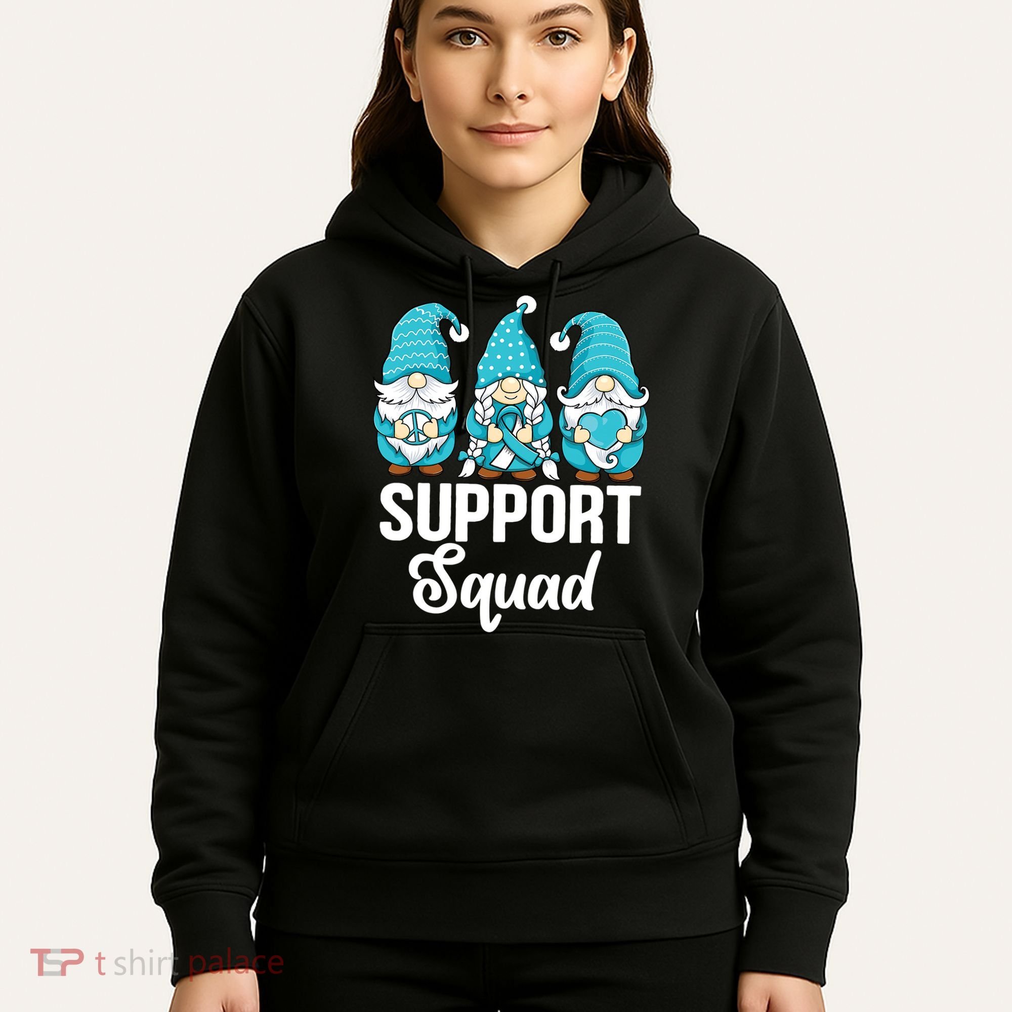 Cute Gnomes Support Squad Survivor Cervical Cancer Awareness Hoodie