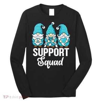 Cute Gnomes Support Squad Survivor Cervical Cancer Awareness Long Sleeve Shirt