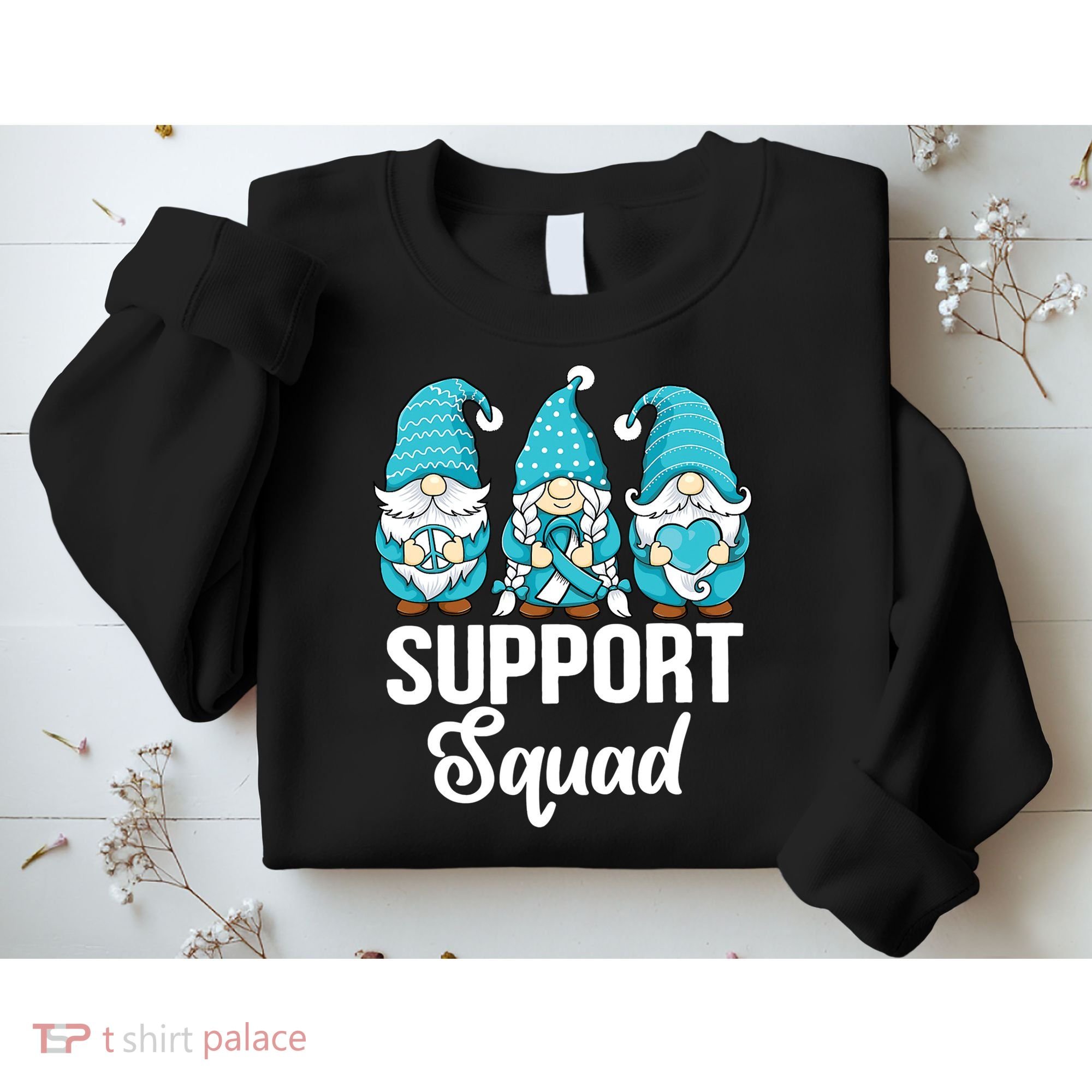 Cute Gnomes Support Squad Survivor Cervical Cancer Awareness Sweatshirt