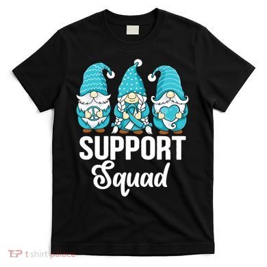 Cute Gnomes Support Squad Survivor Cervical Cancer Awareness T-Shirt
