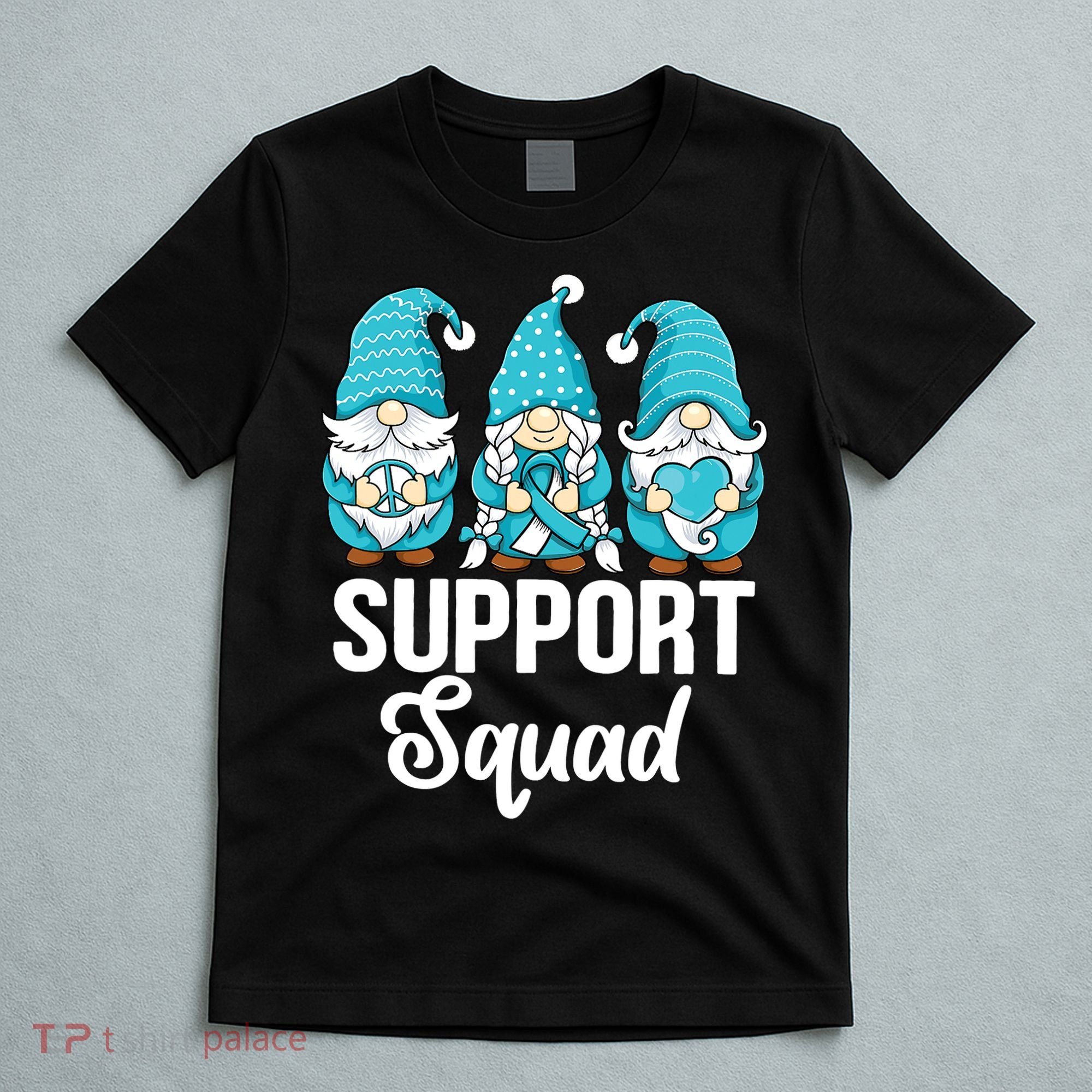 Cute Gnomes Support Squad Survivor Cervical Cancer Awareness T-Shirt