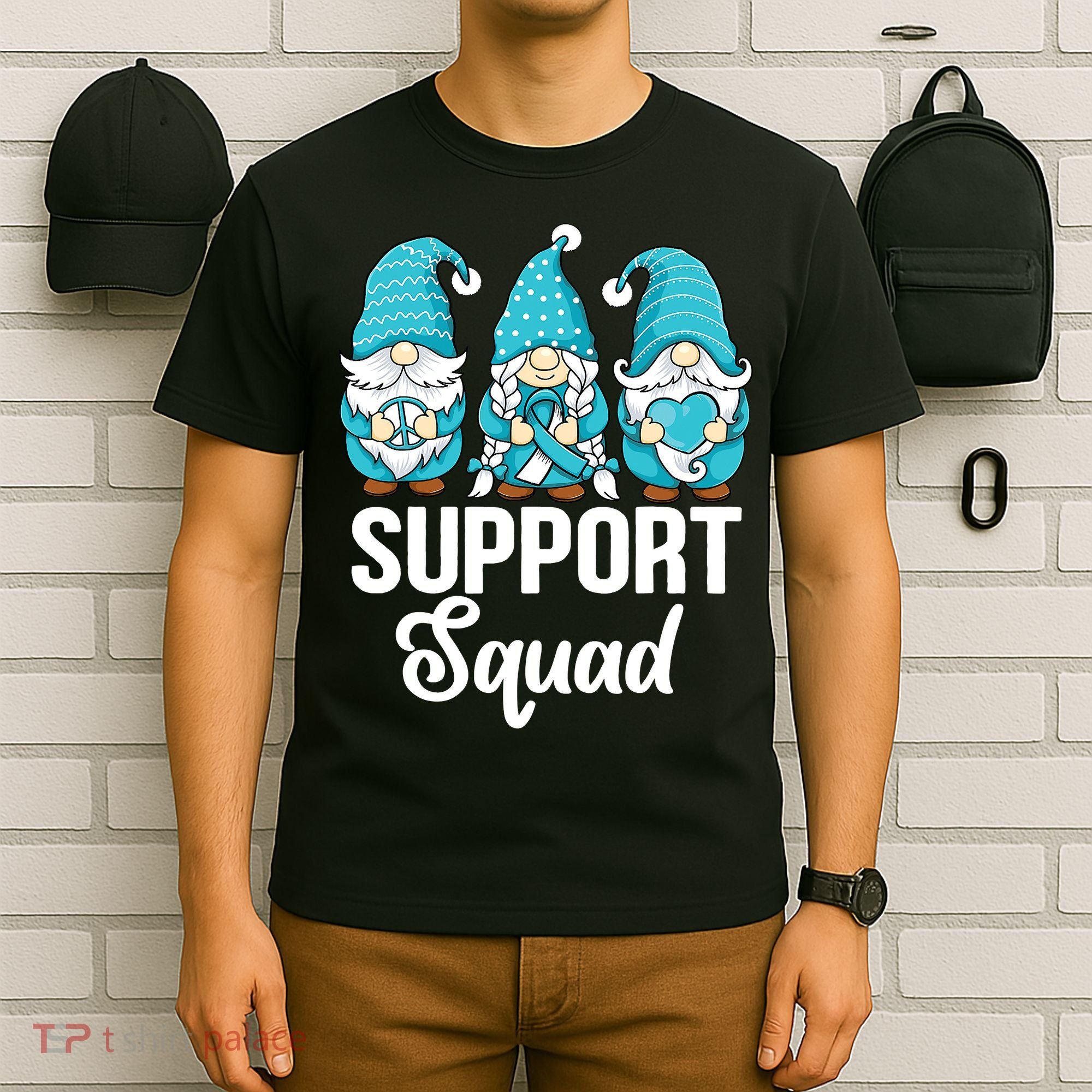 Cute Gnomes Support Squad Survivor Cervical Cancer Awareness T-Shirt