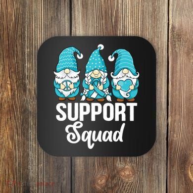 Cute Gnomes Support Squad Survivor Cervical Cancer Awareness Coaster