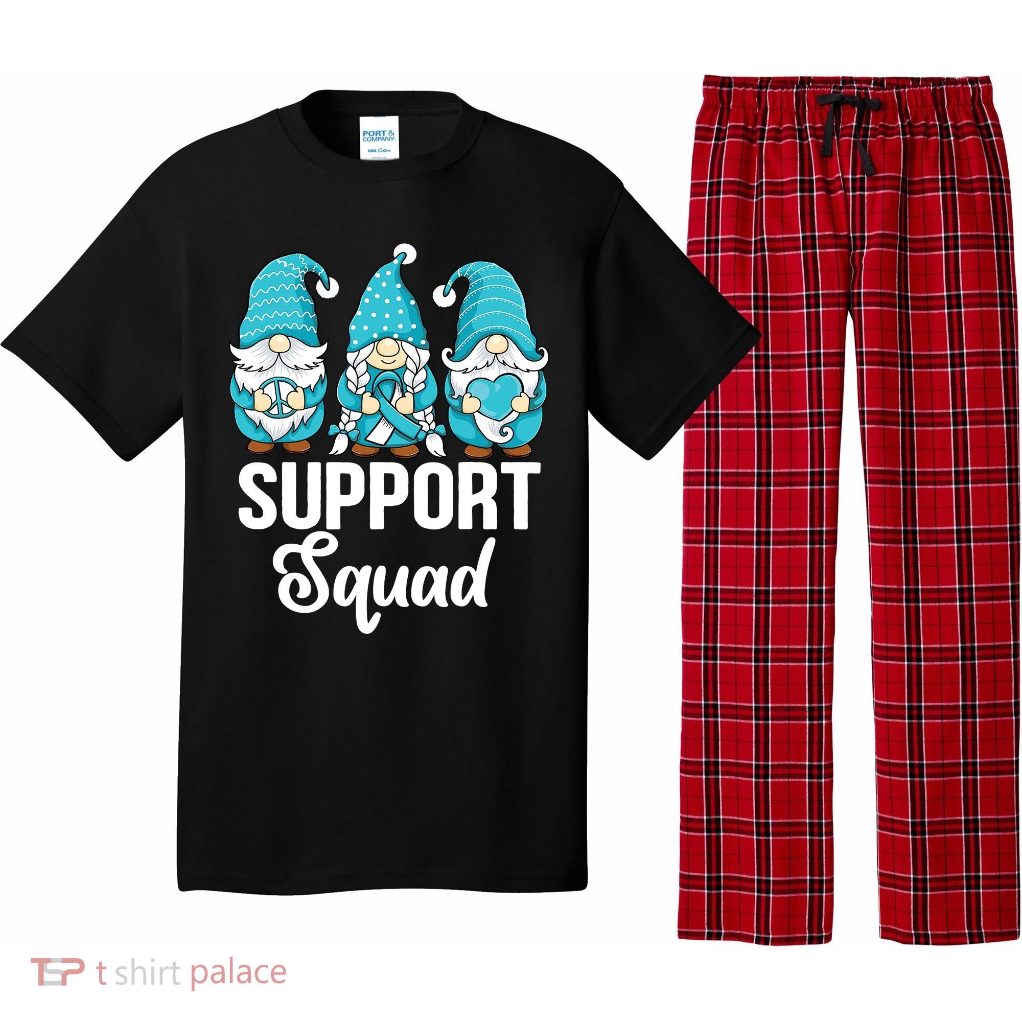 Cute Gnomes Support Squad Survivor Cervical Cancer Awareness Pajama Set