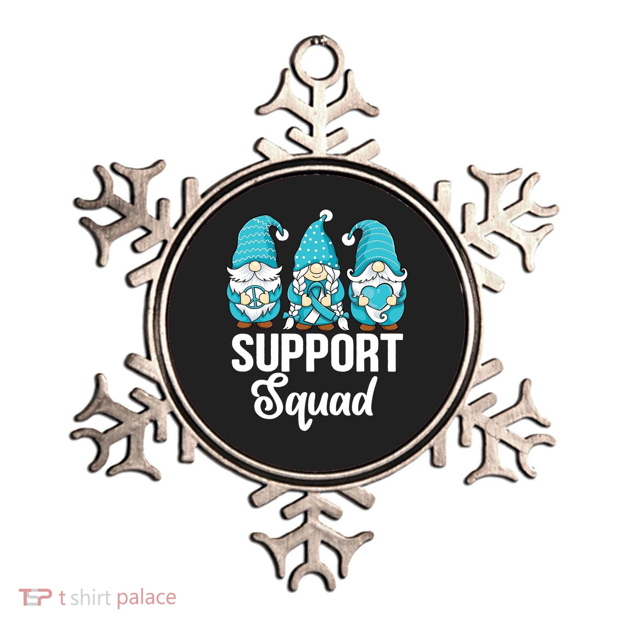 Cute Gnomes Support Squad Survivor Cervical Cancer Awareness Ornament