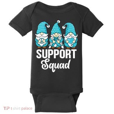 Cute Gnomes Support Squad Survivor Cervical Cancer Awareness Baby Bodysuit