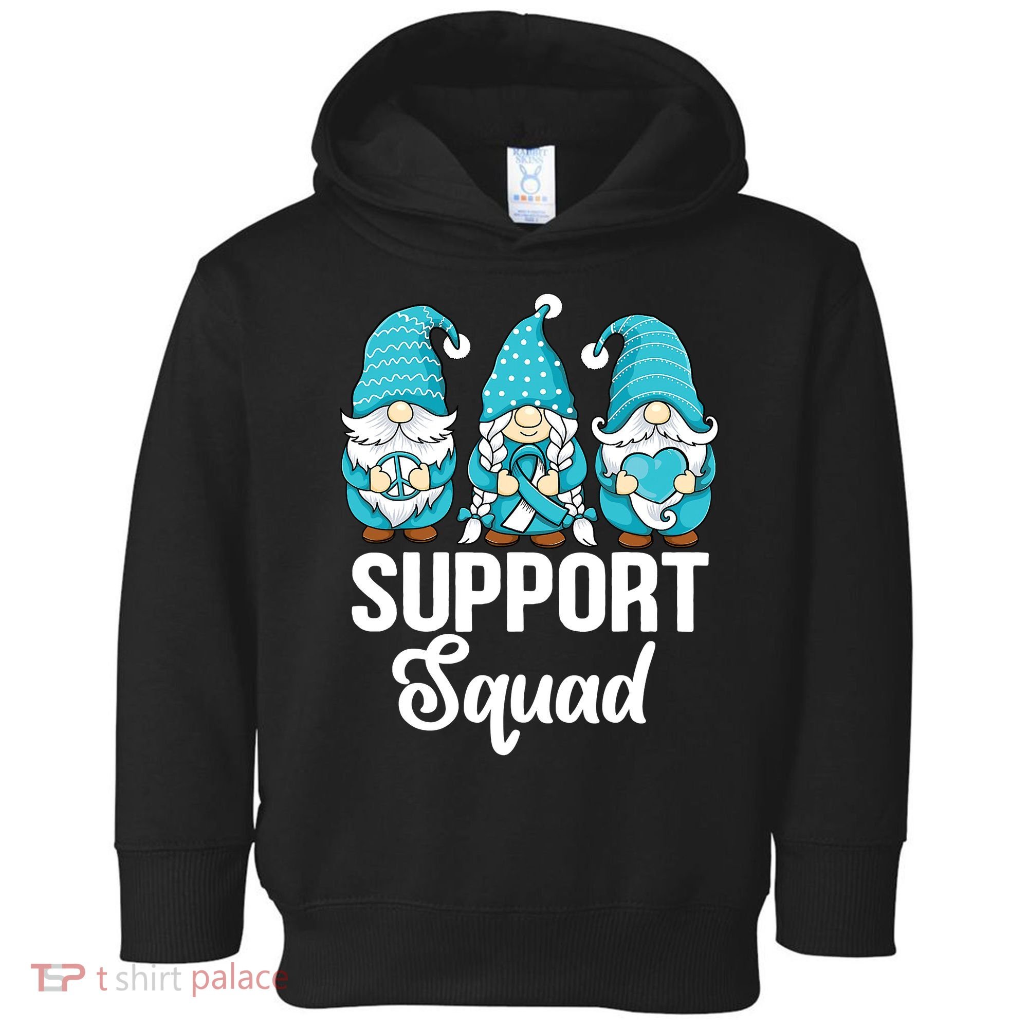 Cute Gnomes Support Squad Survivor Cervical Cancer Awareness Toddler Hoodie