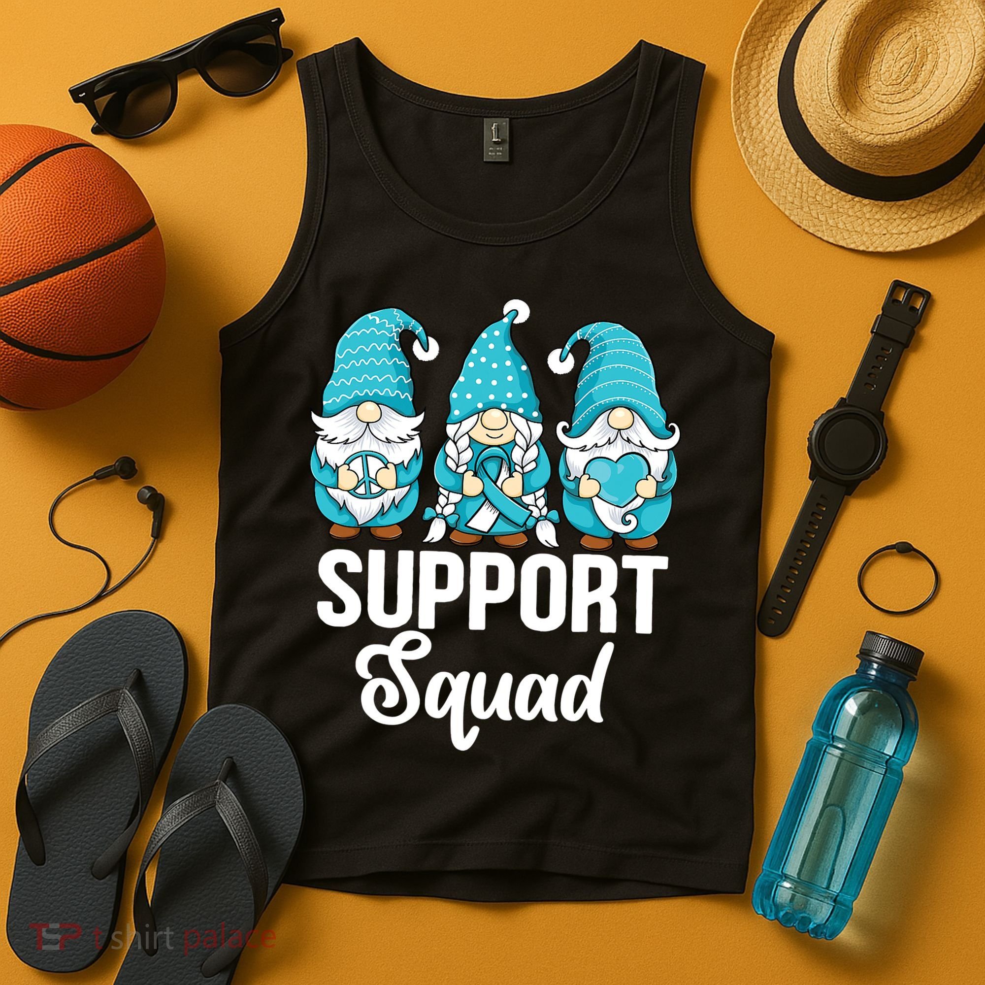 Cute Gnomes Support Squad Survivor Cervical Cancer Awareness Tank Top