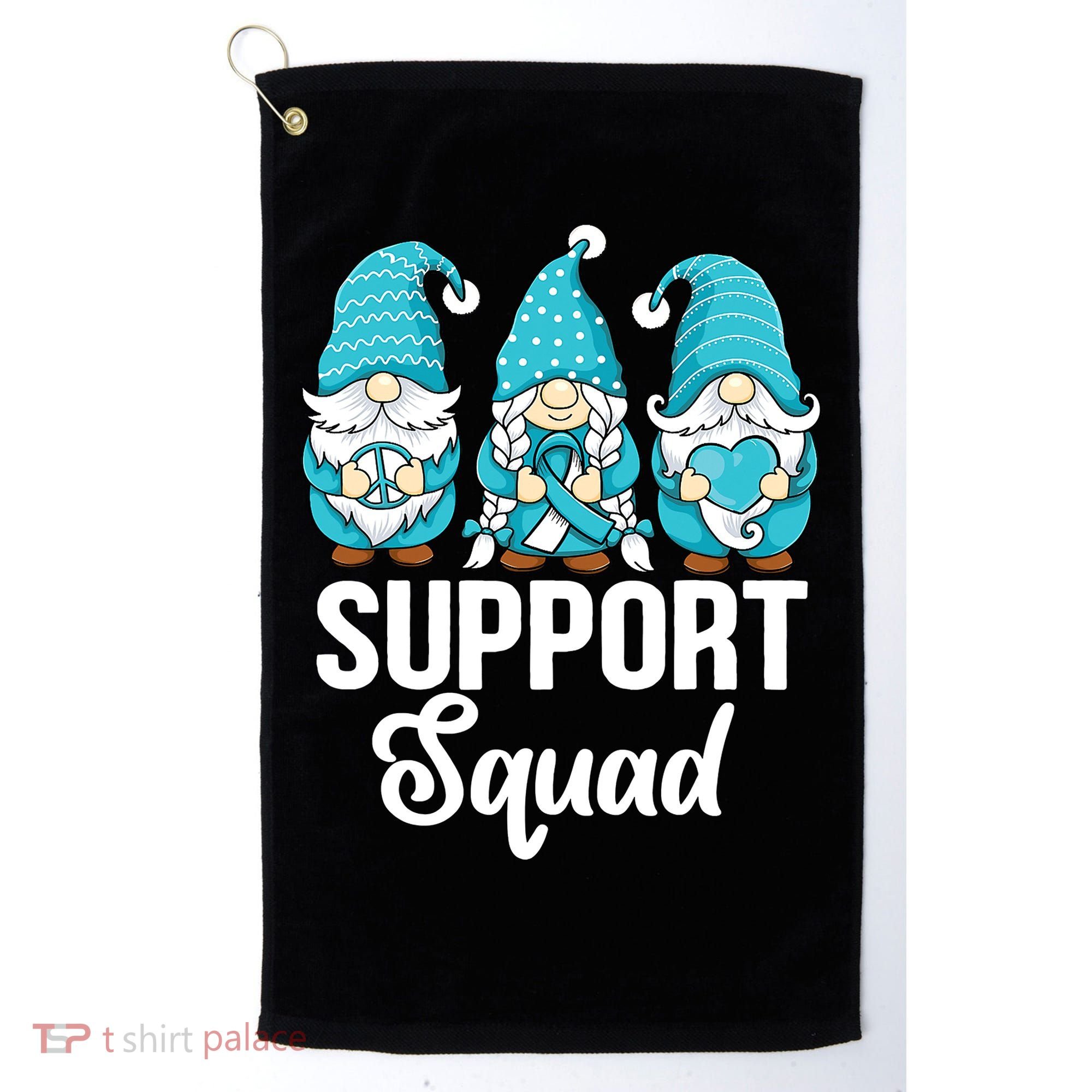 Cute Gnomes Support Squad Survivor Cervical Cancer Awareness Golf Towel