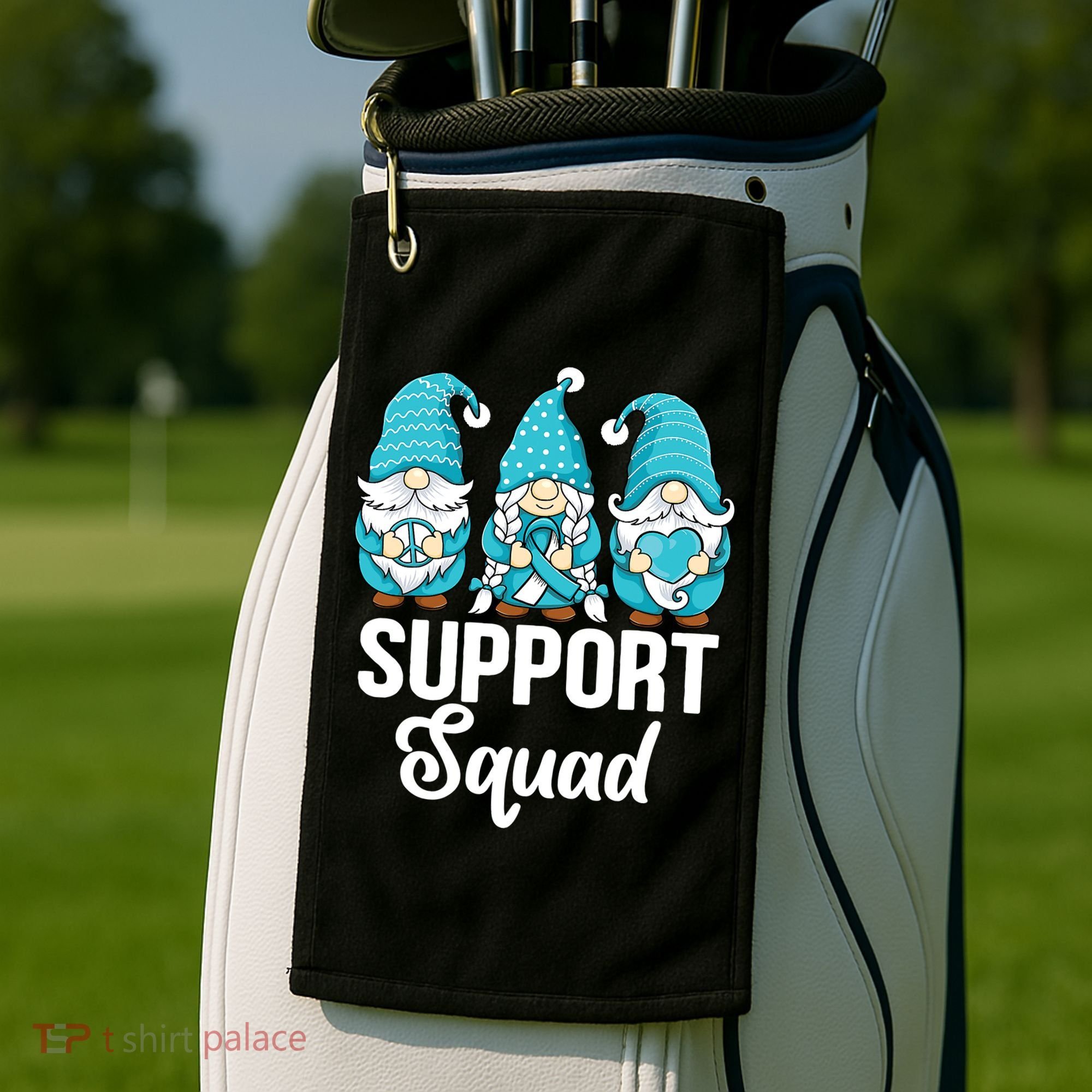 Cute Gnomes Support Squad Survivor Cervical Cancer Awareness Golf Towel