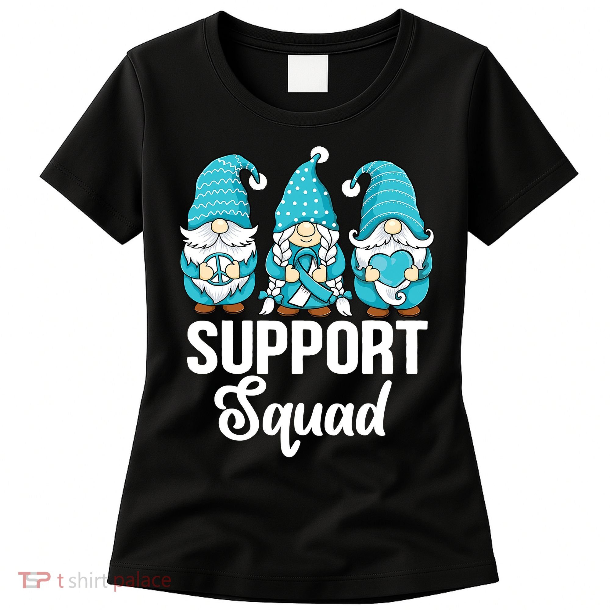 Cute Gnomes Support Squad Survivor Cervical Cancer Awareness Women's T-Shirt