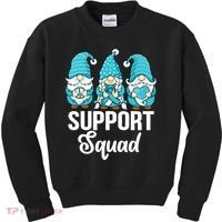 Cute Gnomes Support Squad Survivor Cervical Cancer Awareness Kids Sweatshirt thumb 0