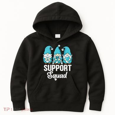 Cute Gnomes Support Squad Survivor Cervical Cancer Awareness Kids Hoodie
