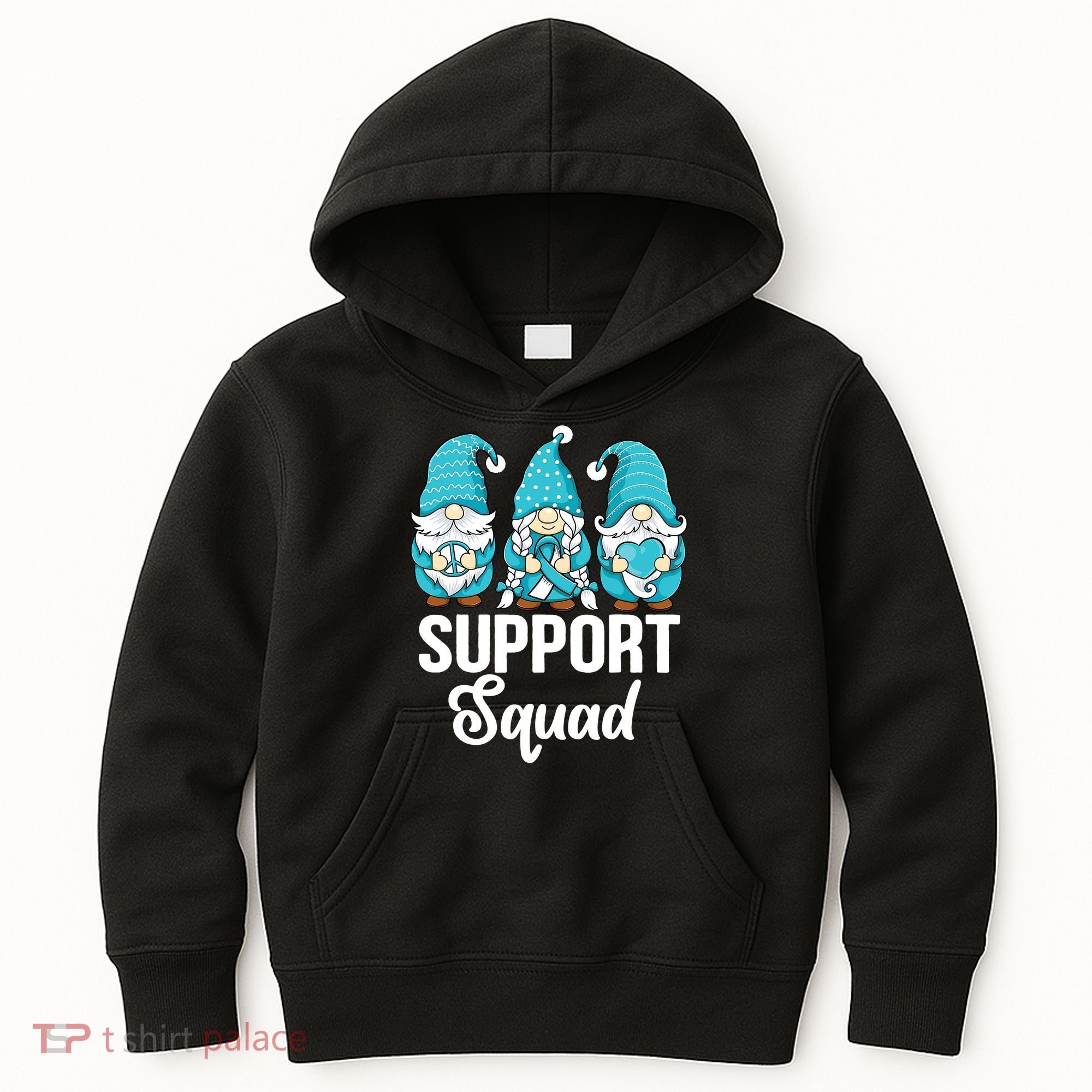 Cute Gnomes Support Squad Survivor Cervical Cancer Awareness Kids Hoodie