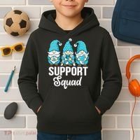Cute Gnomes Support Squad Survivor Cervical Cancer Awareness Kids Hoodie thumb 2