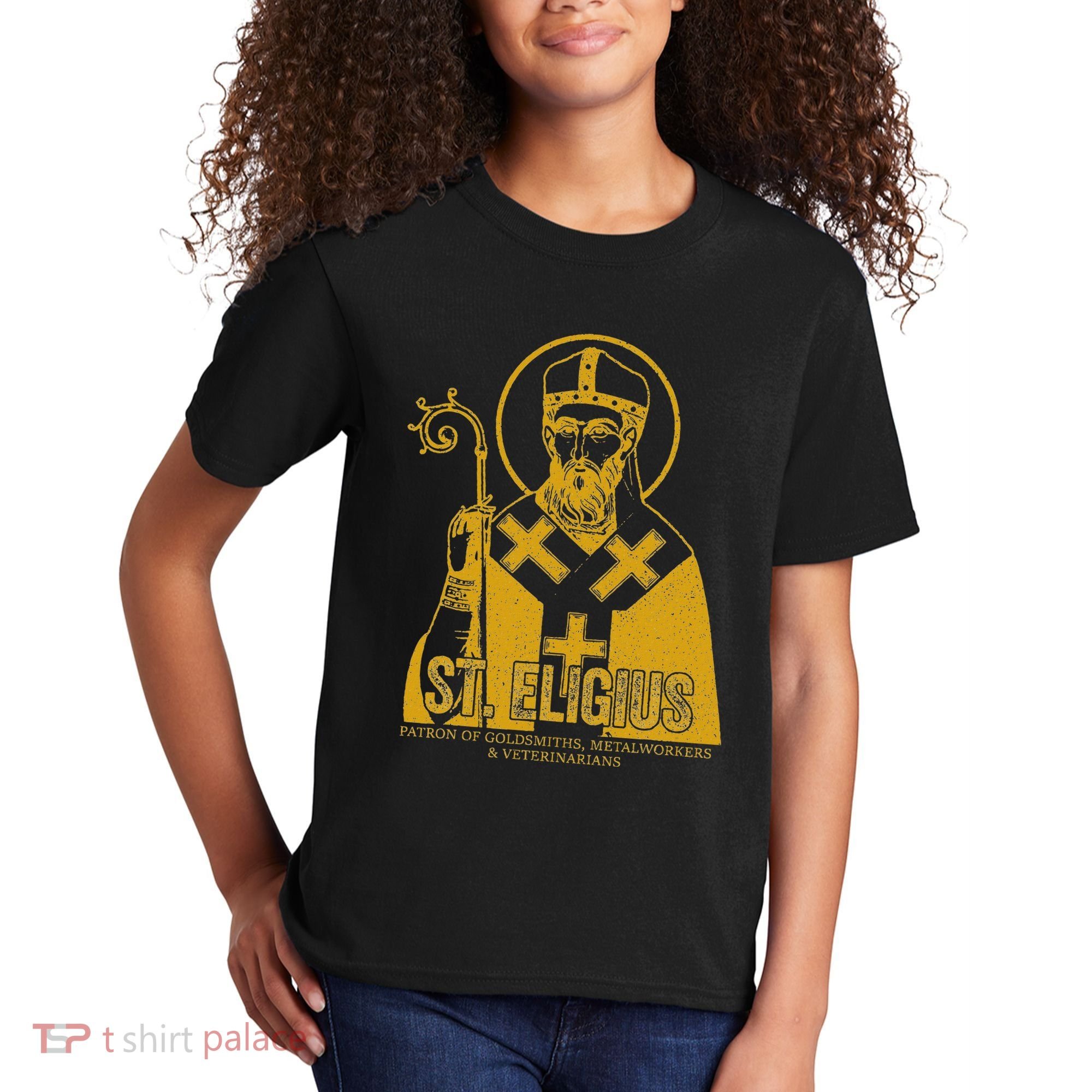 Catholicism Gold St. Eligius Jesus Catholic Christian Saint Kids T-Shirt
