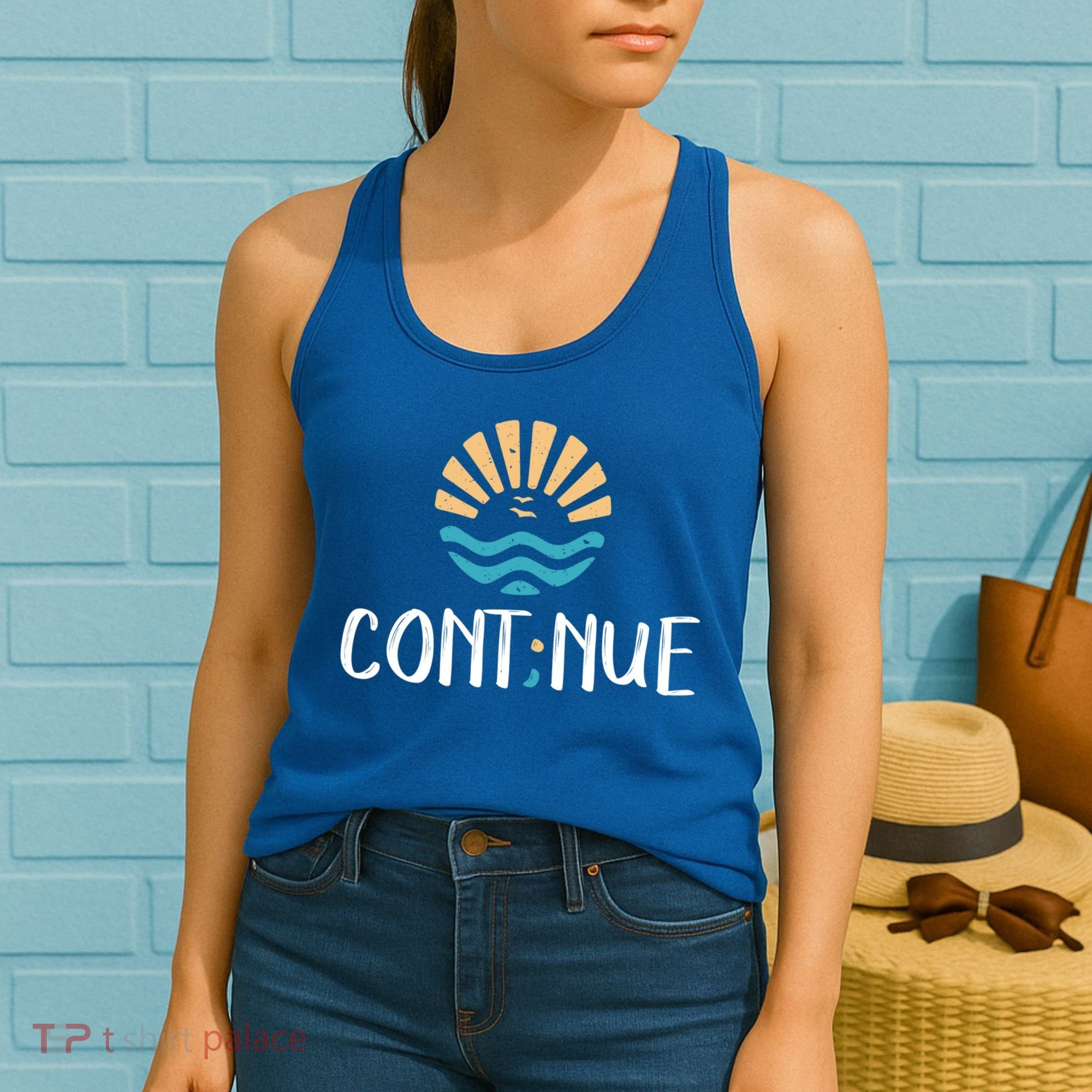Cont;nue Gift Semicolon Tal Health Awareness Gift Women's Tank Top