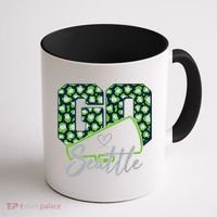 Cute Go Seattle Leopard Print Cheer Megaphone Football Fan Coffee Mug thumb 1