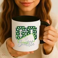 Cute Go Seattle Leopard Print Cheer Megaphone Football Fan Coffee Mug thumb 3