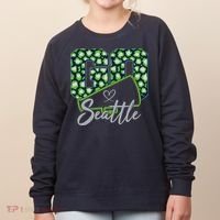 Cute Go Seattle Leopard Print Cheer Megaphone Football Fan Women's Sweatshirt thumb 0