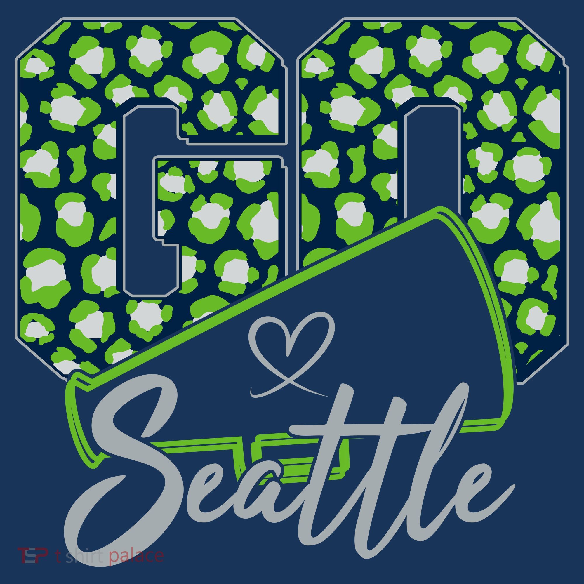 Cute Go Seattle Leopard Print Cheer Megaphone Football Fan Sweatshirt