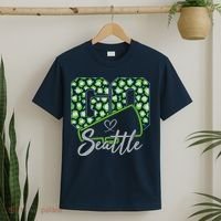 Cute Go Seattle Leopard Print Cheer Megaphone Football Fan T-Shirt thumb 2