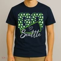 Cute Go Seattle Leopard Print Cheer Megaphone Football Fan T-Shirt thumb 3