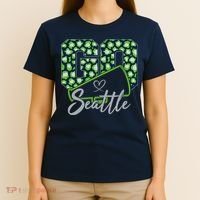 Cute Go Seattle Leopard Print Cheer Megaphone Football Fan T-Shirt thumb 4