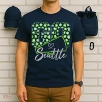 Cute Go Seattle Leopard Print Cheer Megaphone Football Fan T-Shirt thumb 6