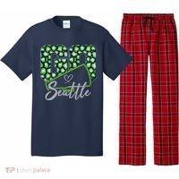 Cute Go Seattle Leopard Print Cheer Megaphone Football Fan Pajama Set thumb 0