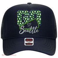 Cute Go Seattle Leopard Print Cheer Megaphone Football Fan Hat thumb 0