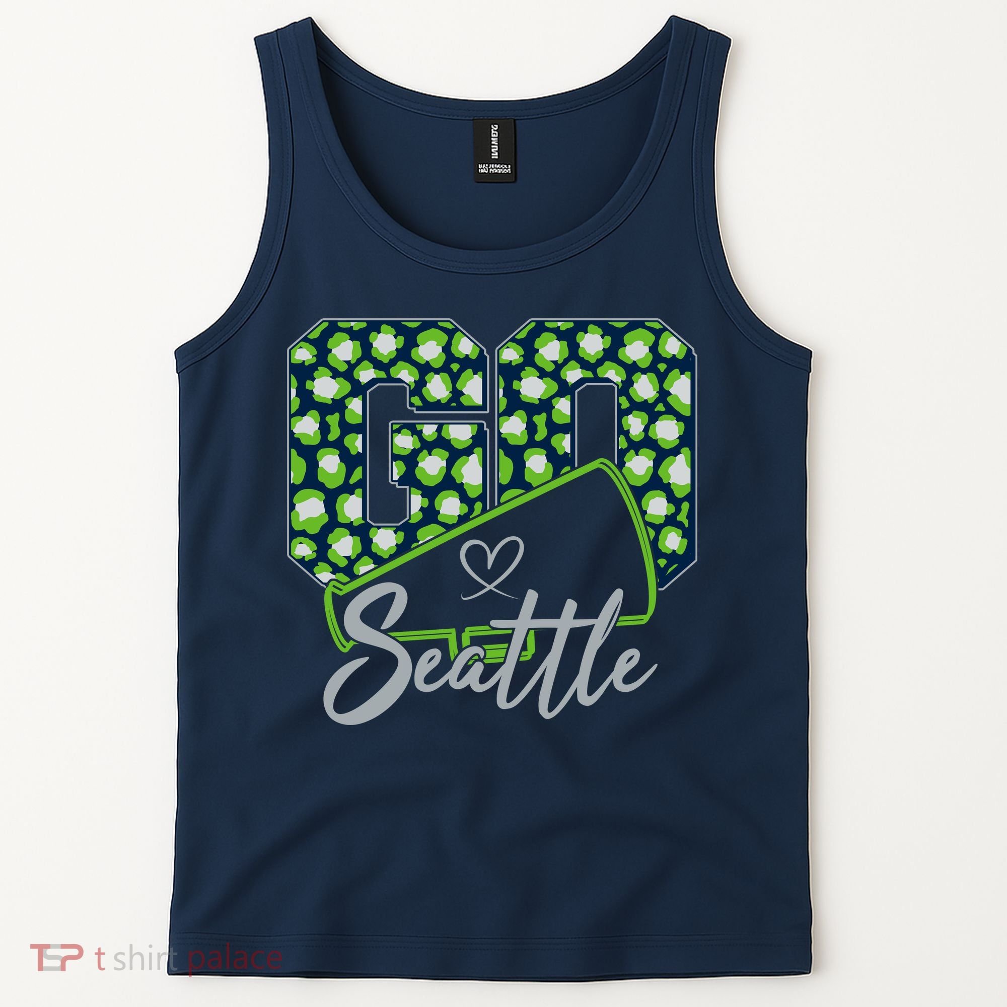 Cute Go Seattle Leopard Print Cheer Megaphone Football Fan Tank Top