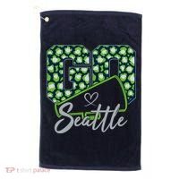 Cute Go Seattle Leopard Print Cheer Megaphone Football Fan Golf Towel thumb 0