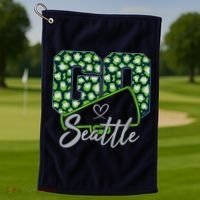 Cute Go Seattle Leopard Print Cheer Megaphone Football Fan Golf Towel thumb 1