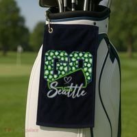Cute Go Seattle Leopard Print Cheer Megaphone Football Fan Golf Towel thumb 2
