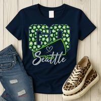 Cute Go Seattle Leopard Print Cheer Megaphone Football Fan Women's T-Shirt thumb 3