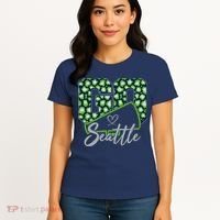 Cute Go Seattle Leopard Print Cheer Megaphone Football Fan Women's T-Shirt thumb 4